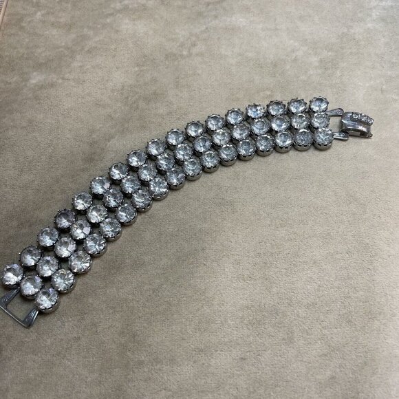Unbranded Jewelry - Vintage Brilliant Prong Set Clear Rhinestones Chunky Bracelet MCM 7 1/2”